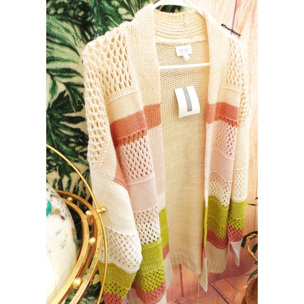 NEW Cozy colorful colorblock open knit cardigan 🍁 - Picture 4 of 7